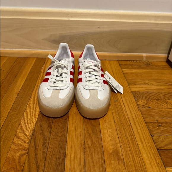 adidas Women's Sneakers in White and Red - Picture 3 of 5